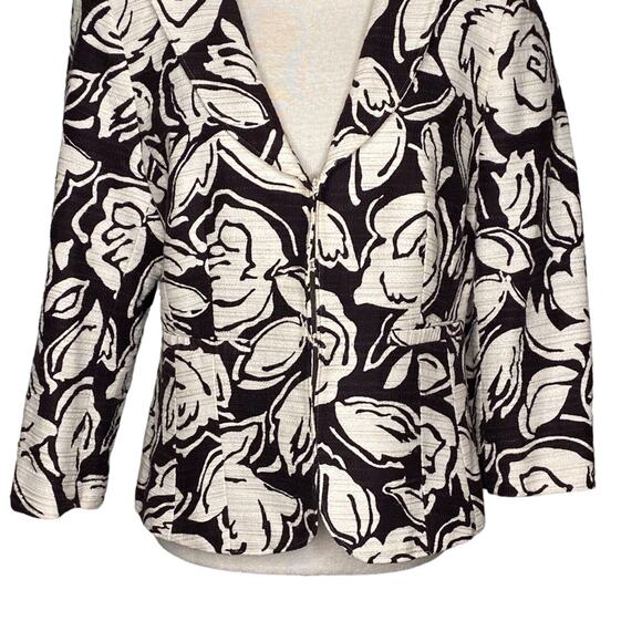 Talbots Brown Floral Linen Blend Blazer 12 - Picture 2 of 7